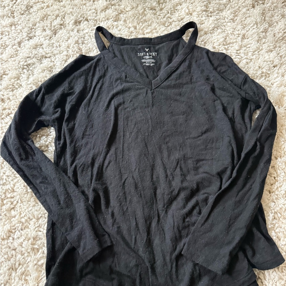 American Eagle Outfitters Gray Cut Out Blouse